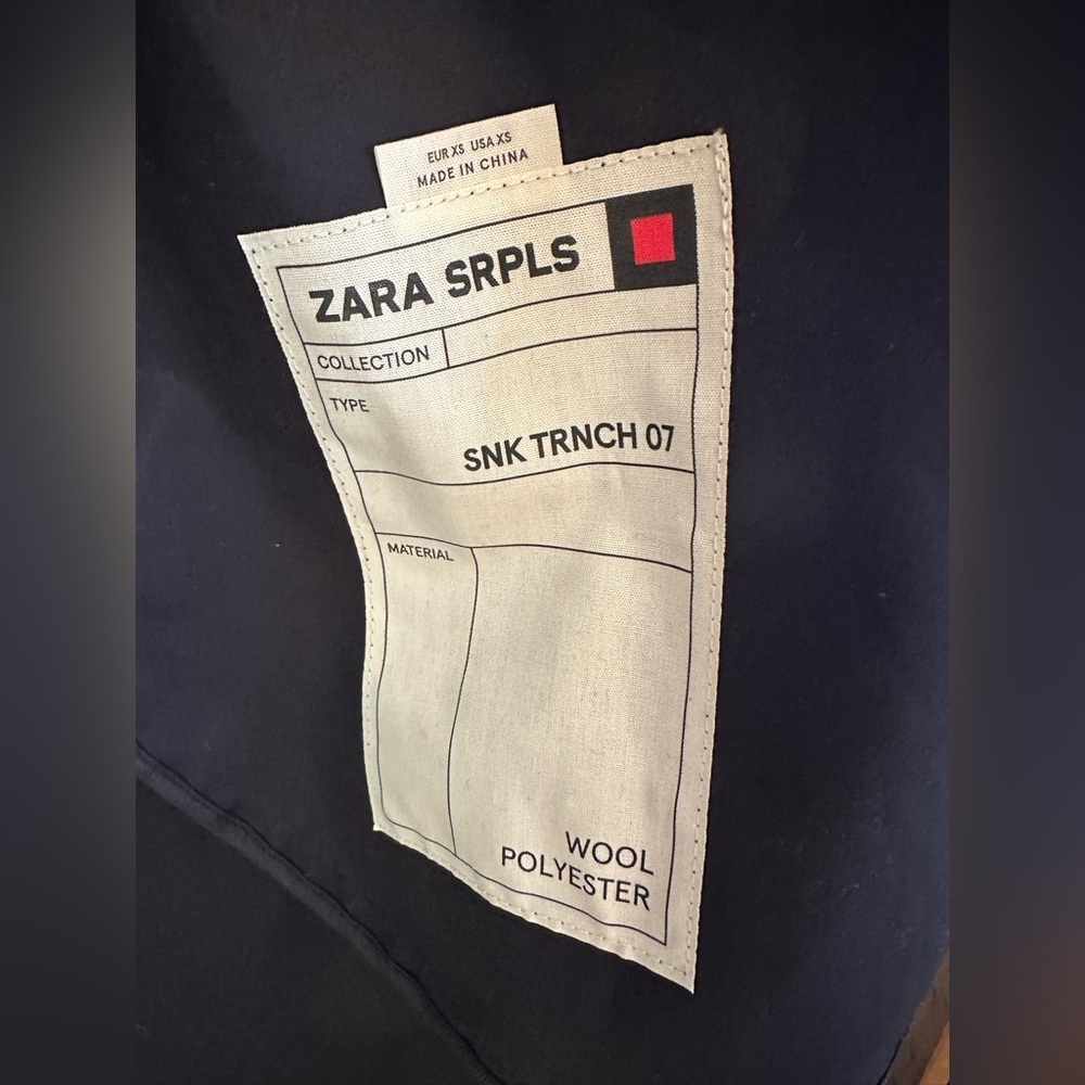 ZARA SURPLS XS City Chic Modern Snake Animal Pattern Wool Bl Belted Trench Coat - Picture 6 of 16